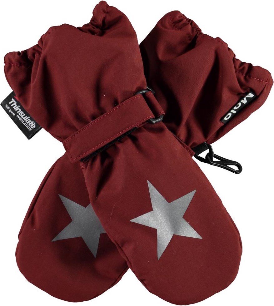 Igor - Rosewood - Recycled dark red winter mittens 