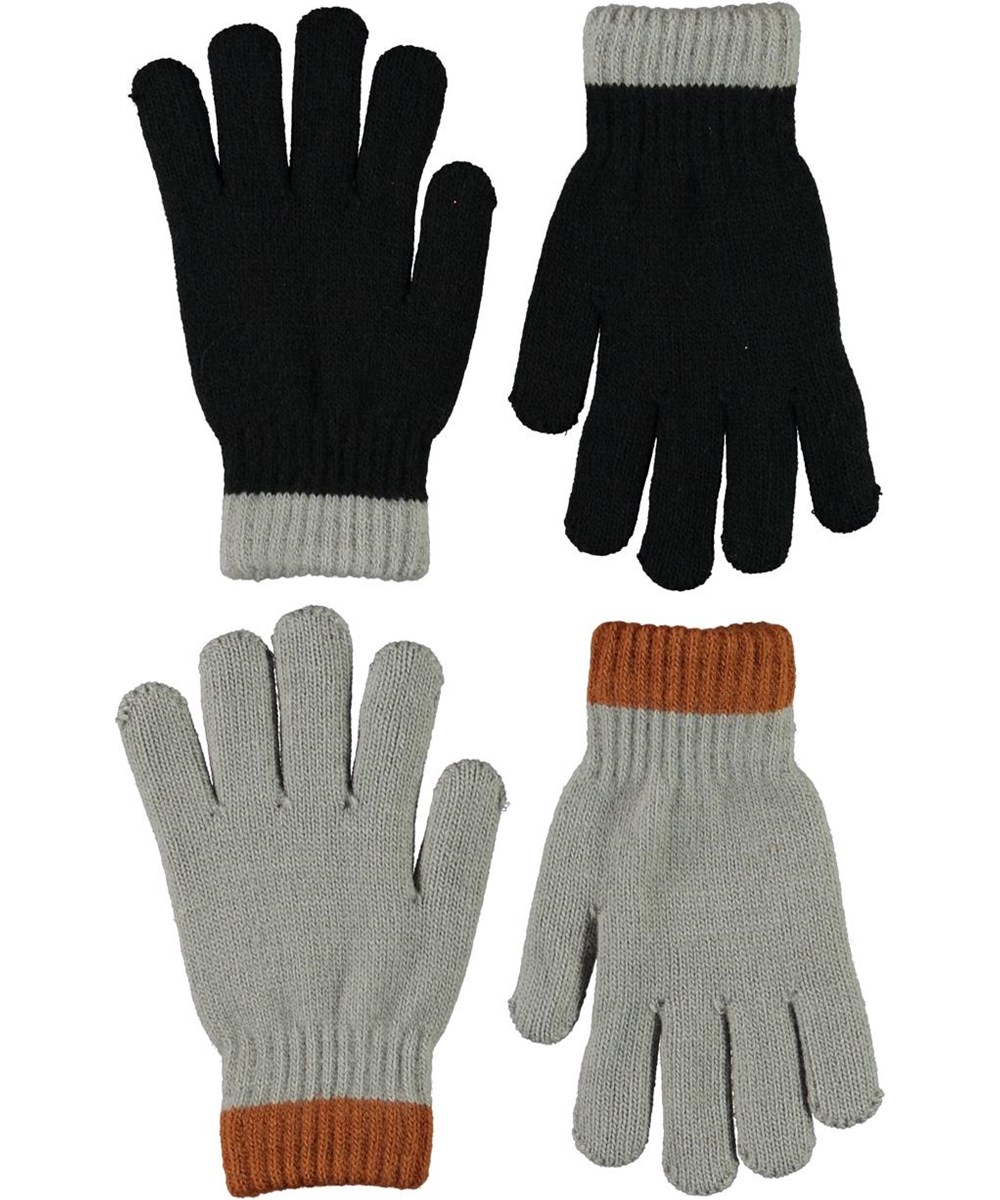 Kaapo - Black - 2 pair gloves in black and grey 