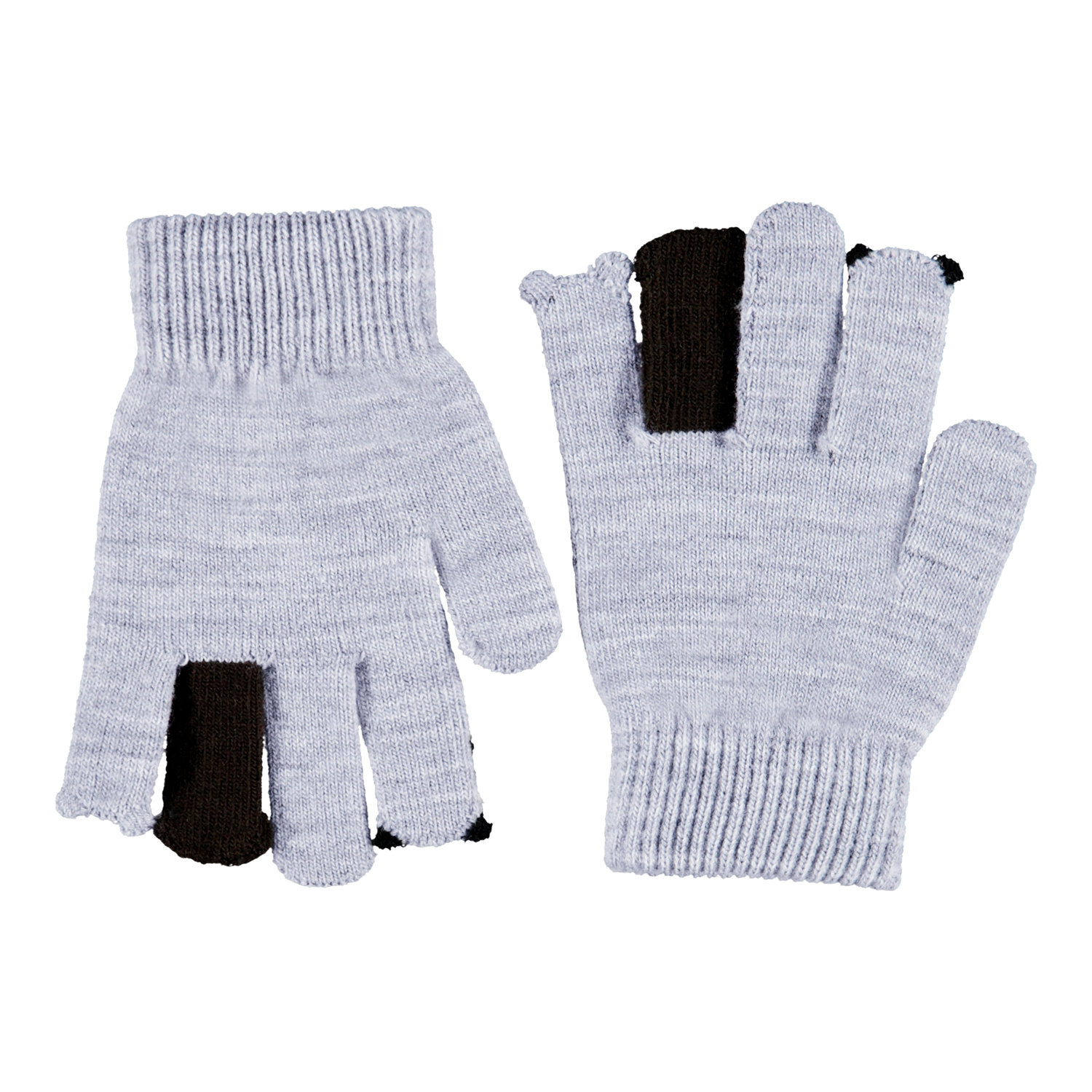 Kaapo - Grey Melange - Black knit gloves with aliens on the