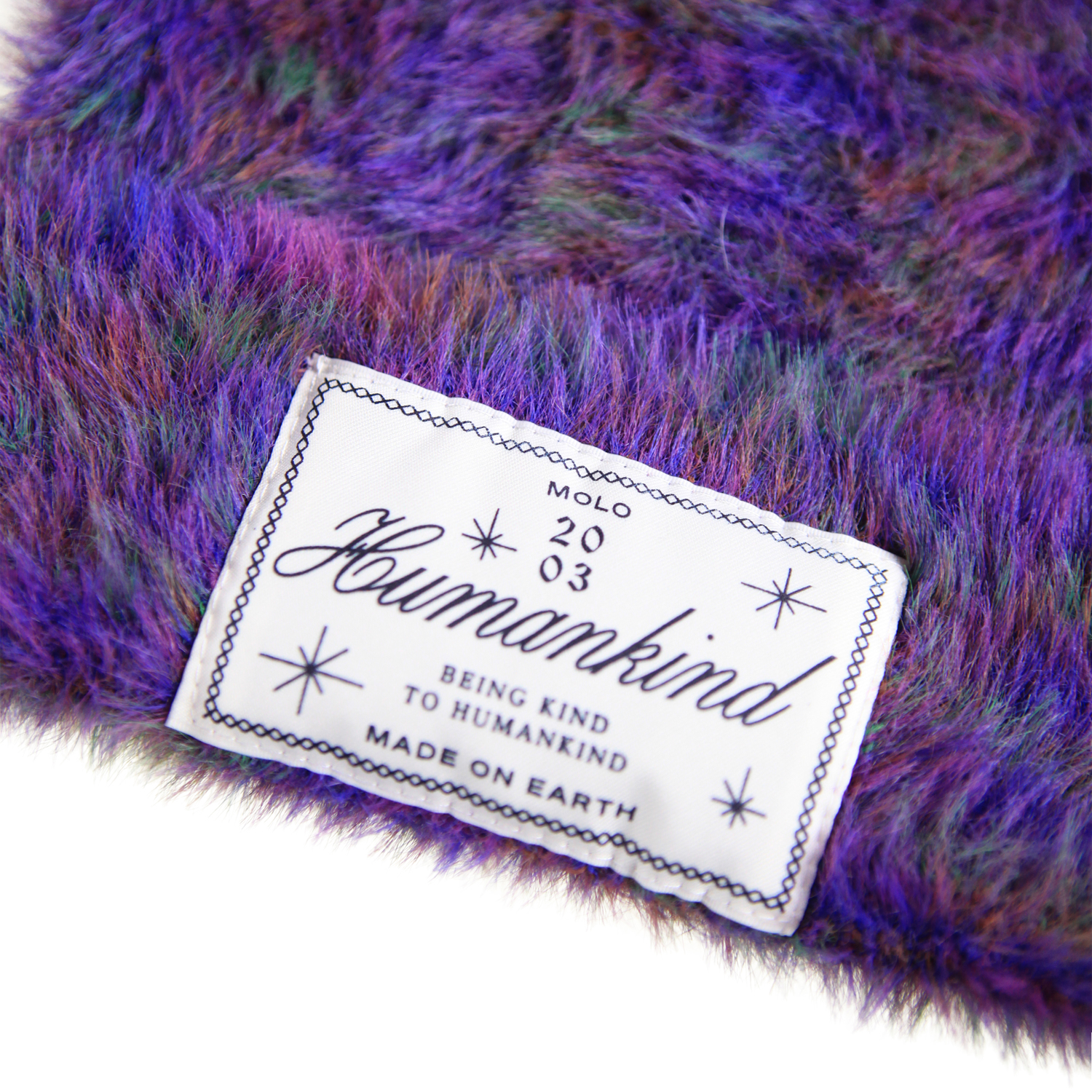 Kaia - Purple Mix - Purple fluffy beanie with multicoloured yarn