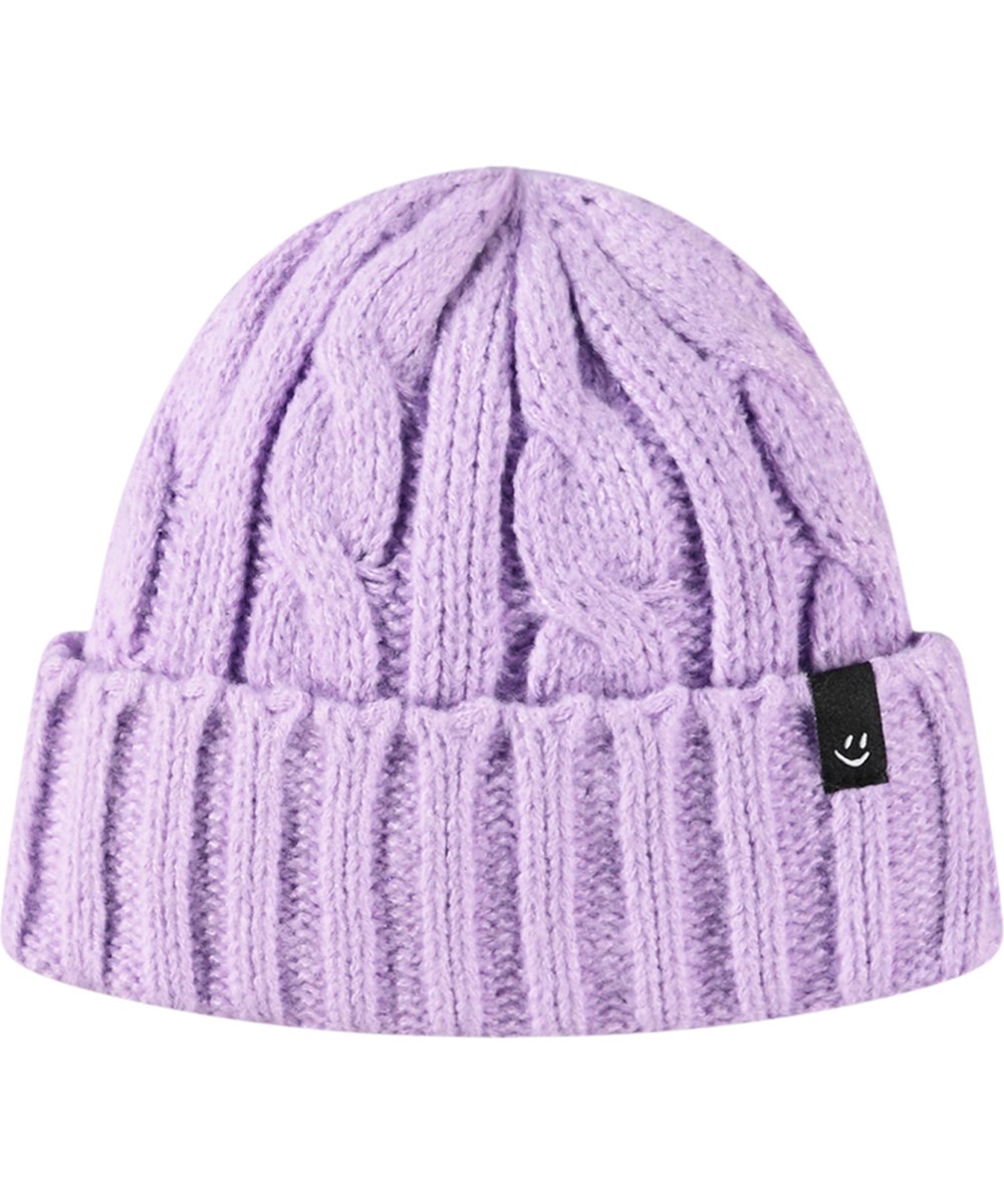 Kaisha - Viola - Purple cable-knit beanie with roll up.