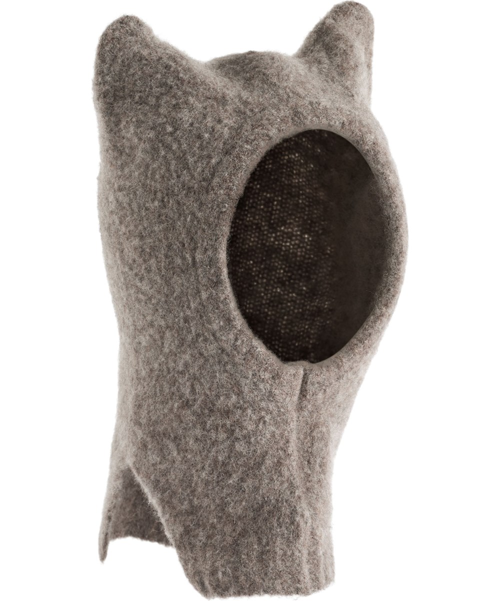 Kallan - Echo - Brown balaclava for children in a wool blend with cute ears.