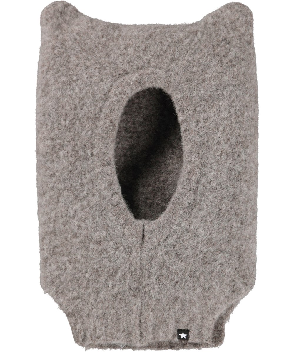 Kallan - Echo - Brown balaclava for children in a wool blend with cute ears.