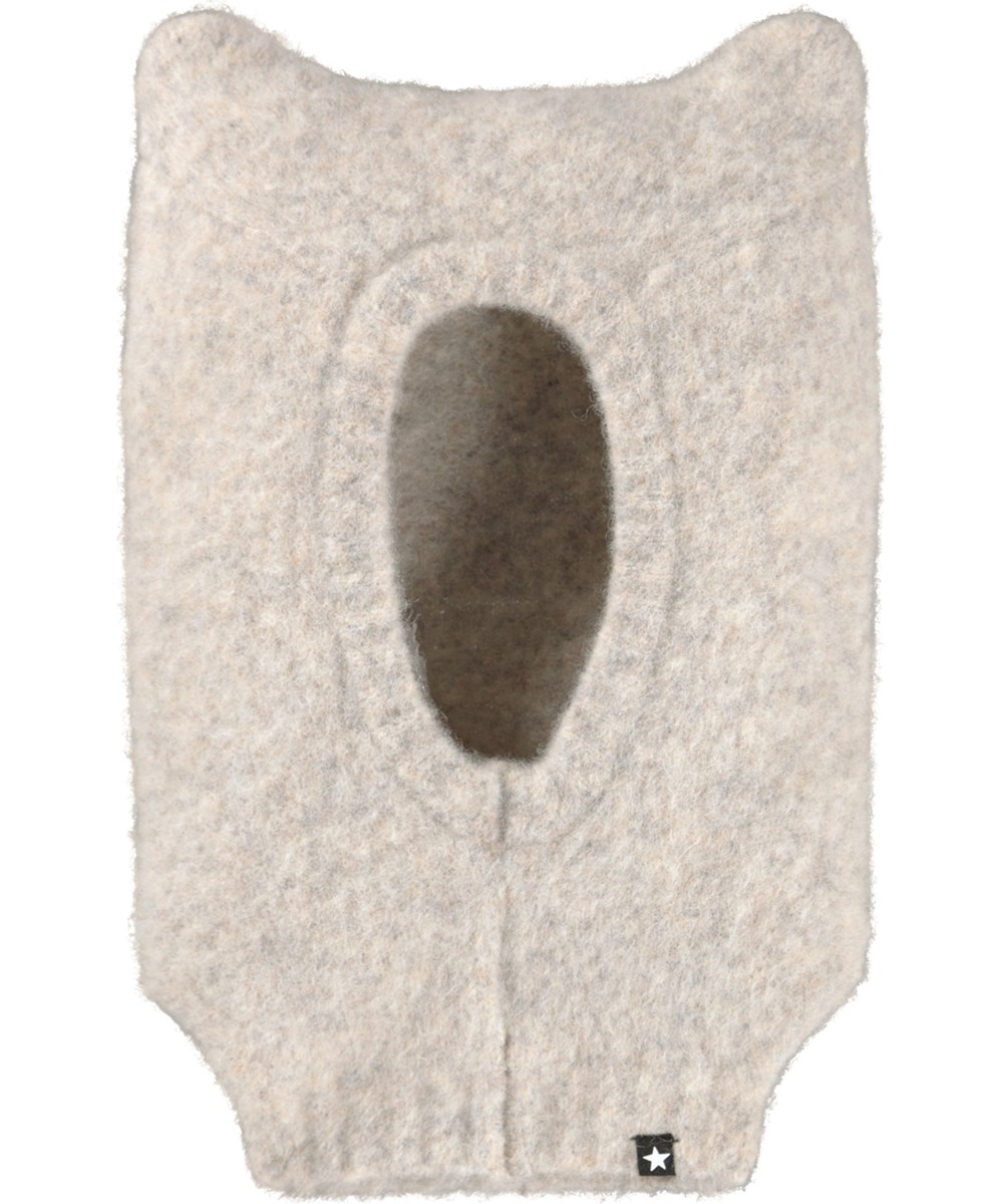 Kallan - Soft Beige - Light beige balaclava for children in a wool blend with cute ears.