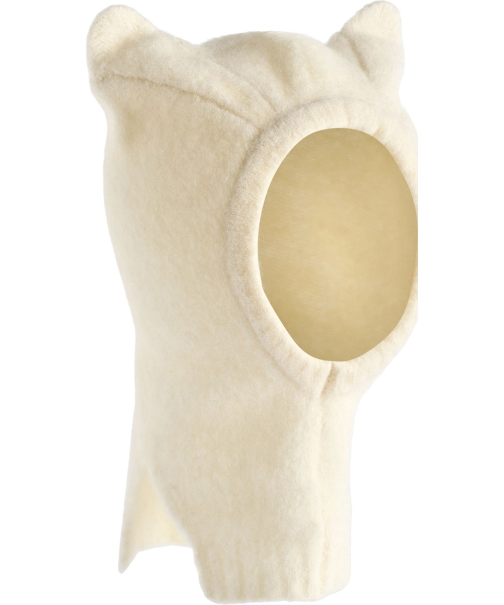 Kallan - White Noise - Off-white balaclava for children in a wool blend with cute ears.