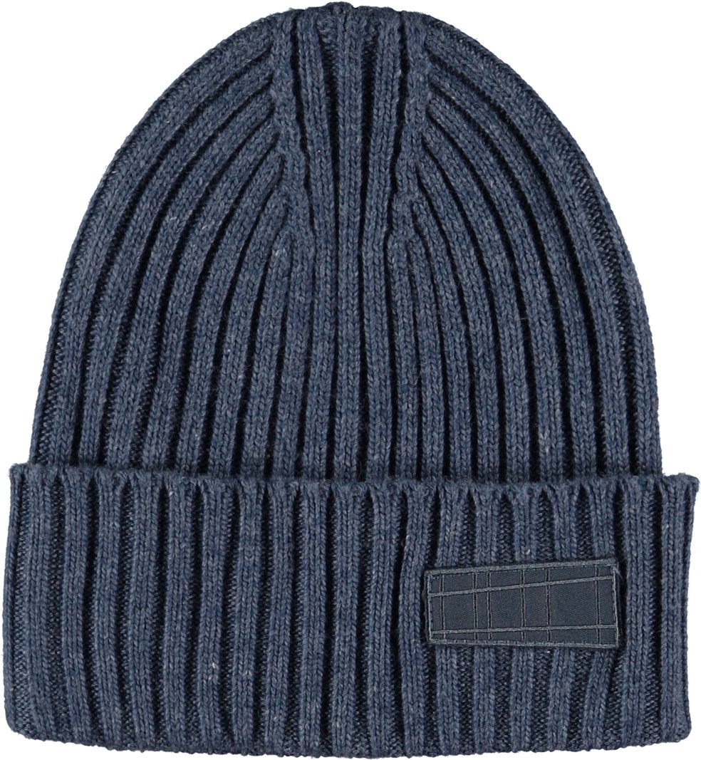 Karli - Dark Denim - Dark blue wool-blend hat with folded edge