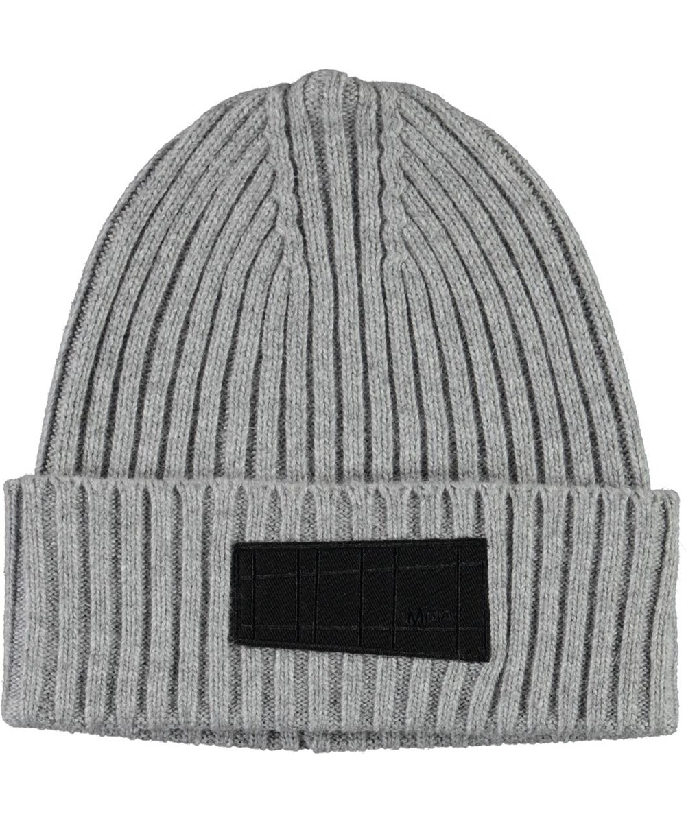 Karli - Warm Grey Melange - Cable knit hat in grey wool