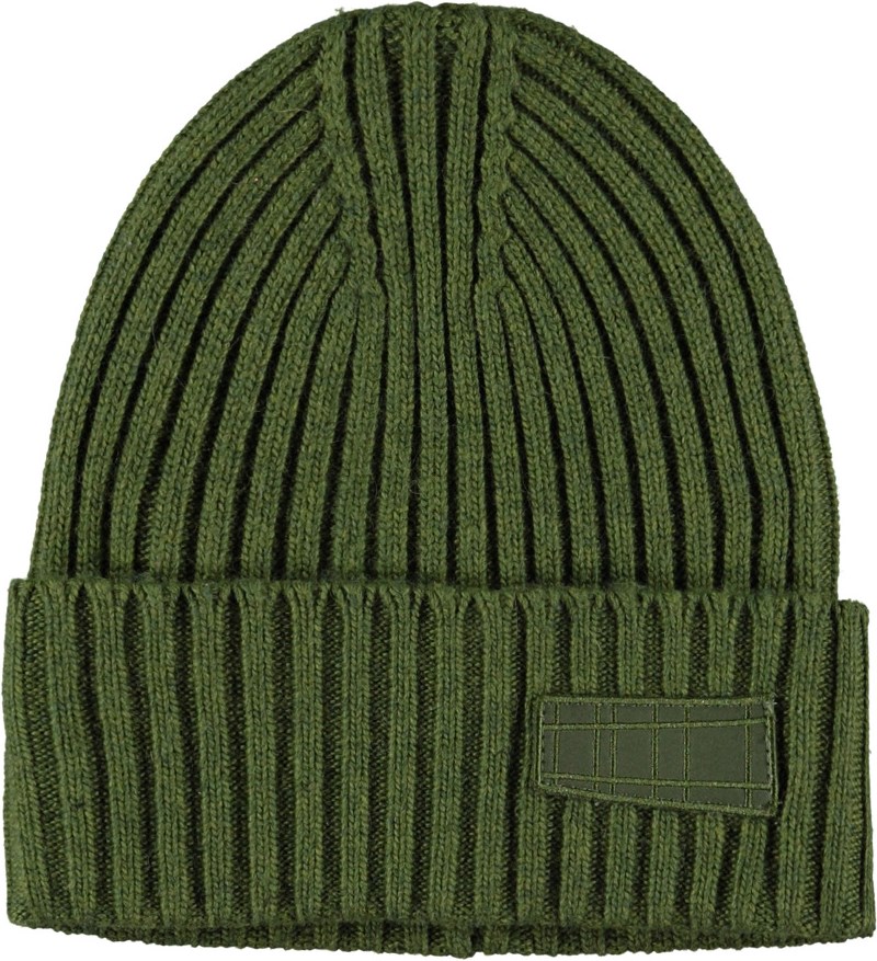 Karli - Woodland Green - Green wool-blend hat with folded edge