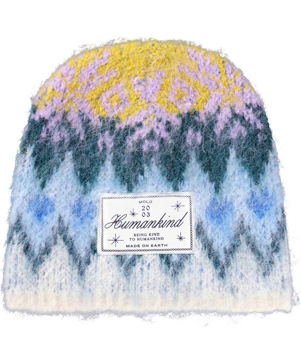 Kavan - Grande Nordic - Multicolored fluffy beanie in alpaca wool blend.