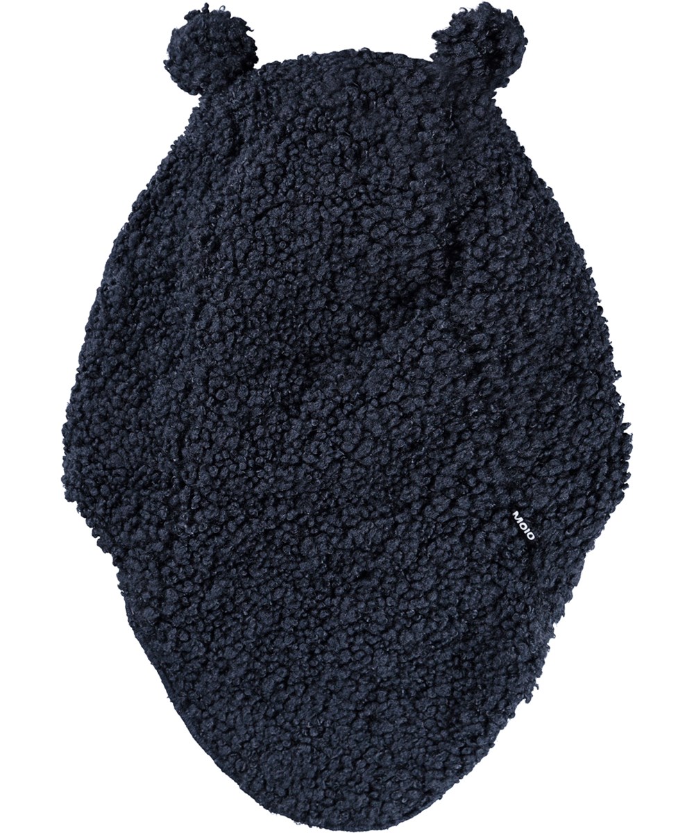 Kay - Night Navy - Dark blue balaclava for children in teddy fleece with cute teddy ears.