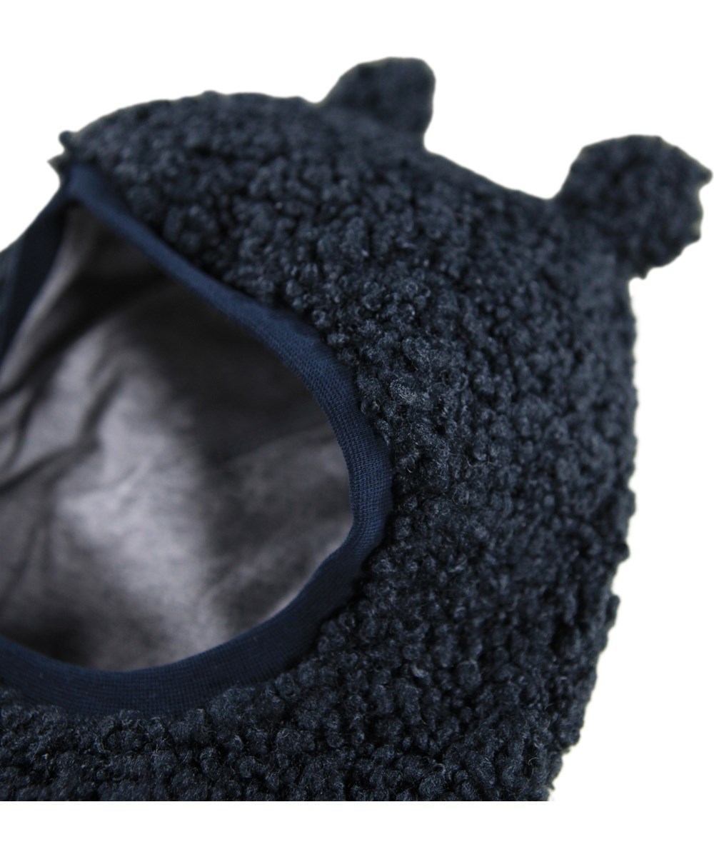 Kay - Night Navy - Dark blue balaclava for children in teddy fleece with cute teddy ears.