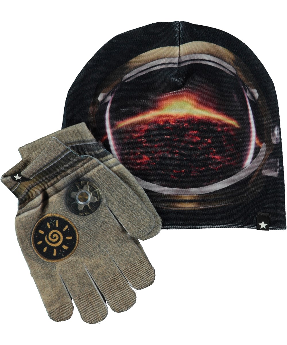 Kaya - Golden Astronaut - Hat and gloves with astronaut print