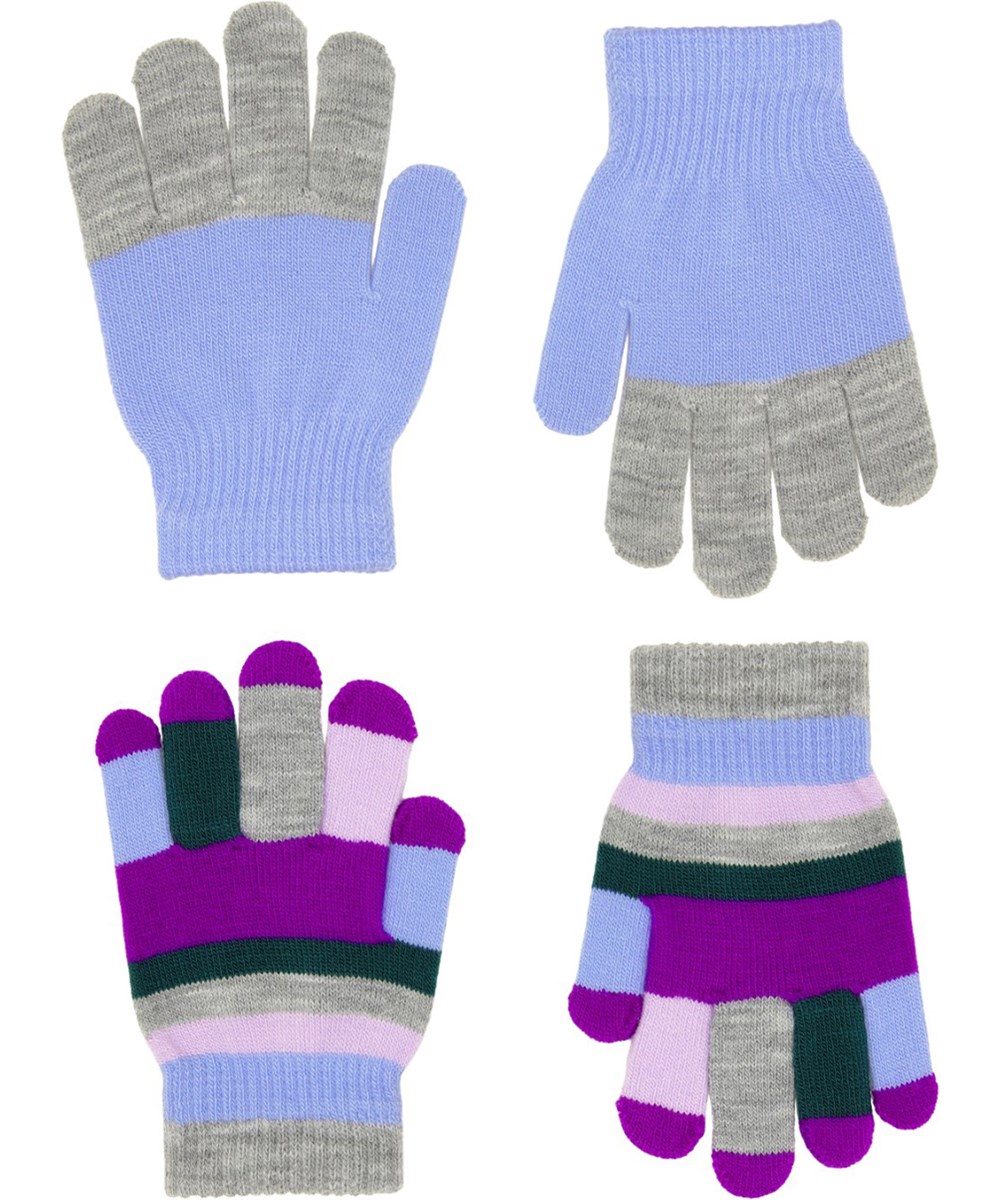 Kei - Blue Mist - 2-pack of knitted gloves for children
