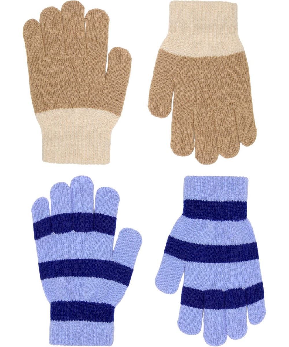 Kei - Mocha - 2-pack of knitted gloves for children