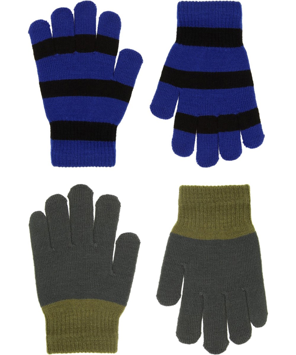 Kei - Space Grey - 2-pack of knitted gloves for children