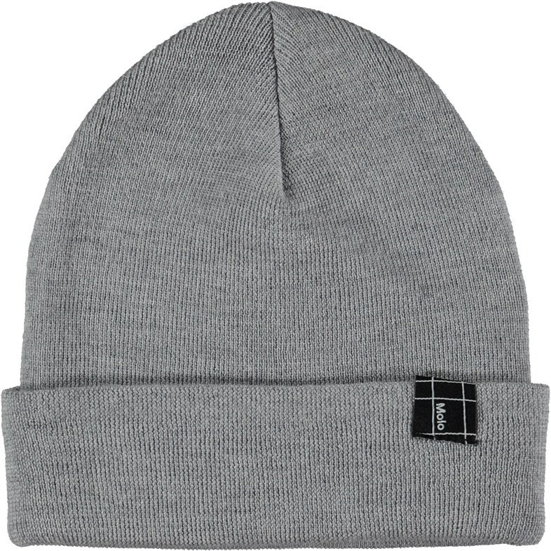 Keilo - Grey Melange - Gray hat with fold-up brim in 100% merino wool