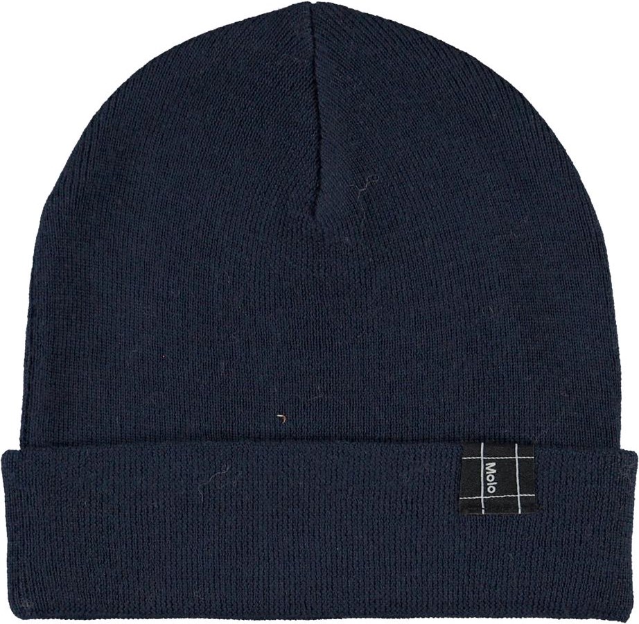 Keilo - Carbon - Blue hat with roll up in merino wool.