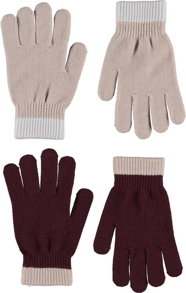 Kello - Powder Rose - Two pair knit gloves rose and bordeaux