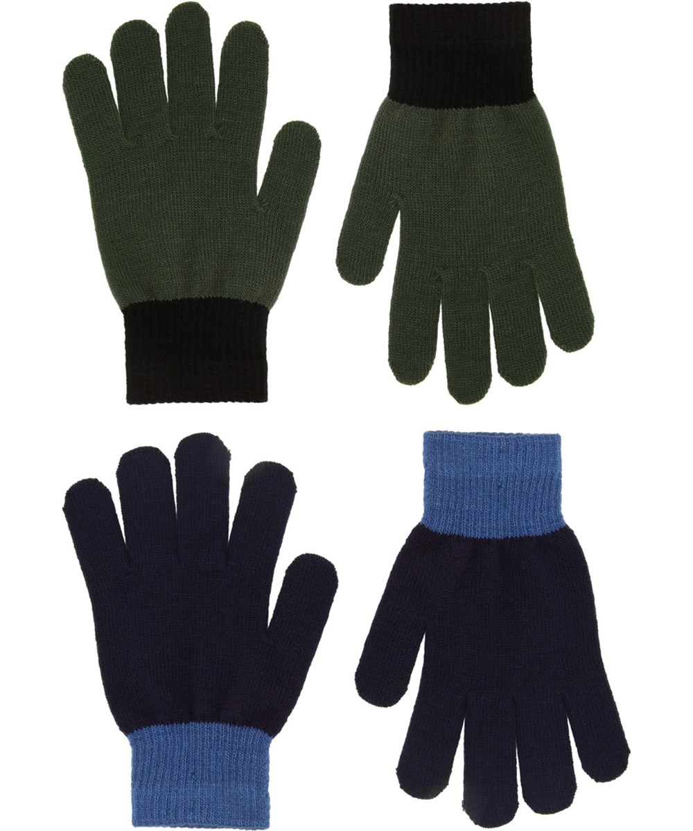 Kello - Space Grey - 2-pack of knitted gloves for children