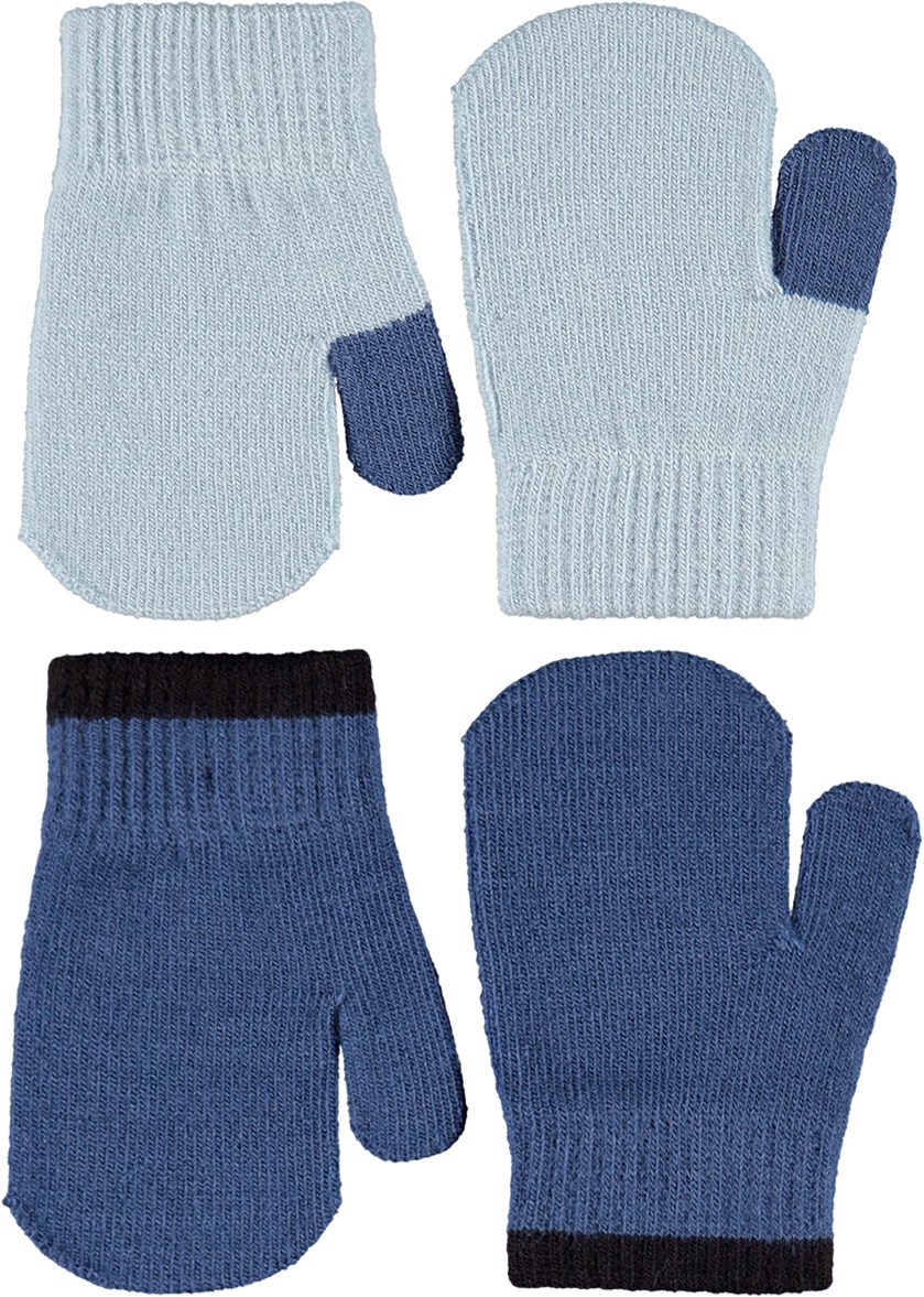 Kenny - Blue Moon - 2-pack knit mittens for children in blue shades