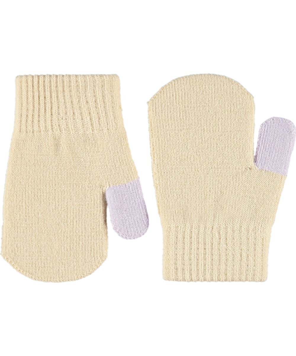 Kenny - Lilac Marble - 2-pack knitted gloves for children in purple and beige