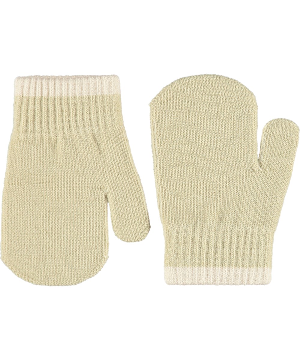 Kenny - White Noise - 2-pack knit mittens for children in off-white and beige.