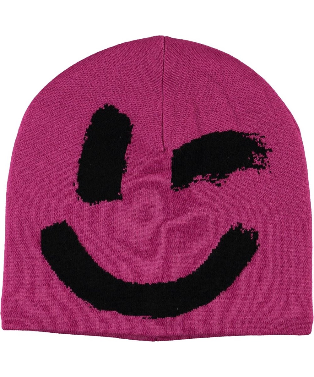 Kenzie - Wild Pink - Pink hat with smiley face
