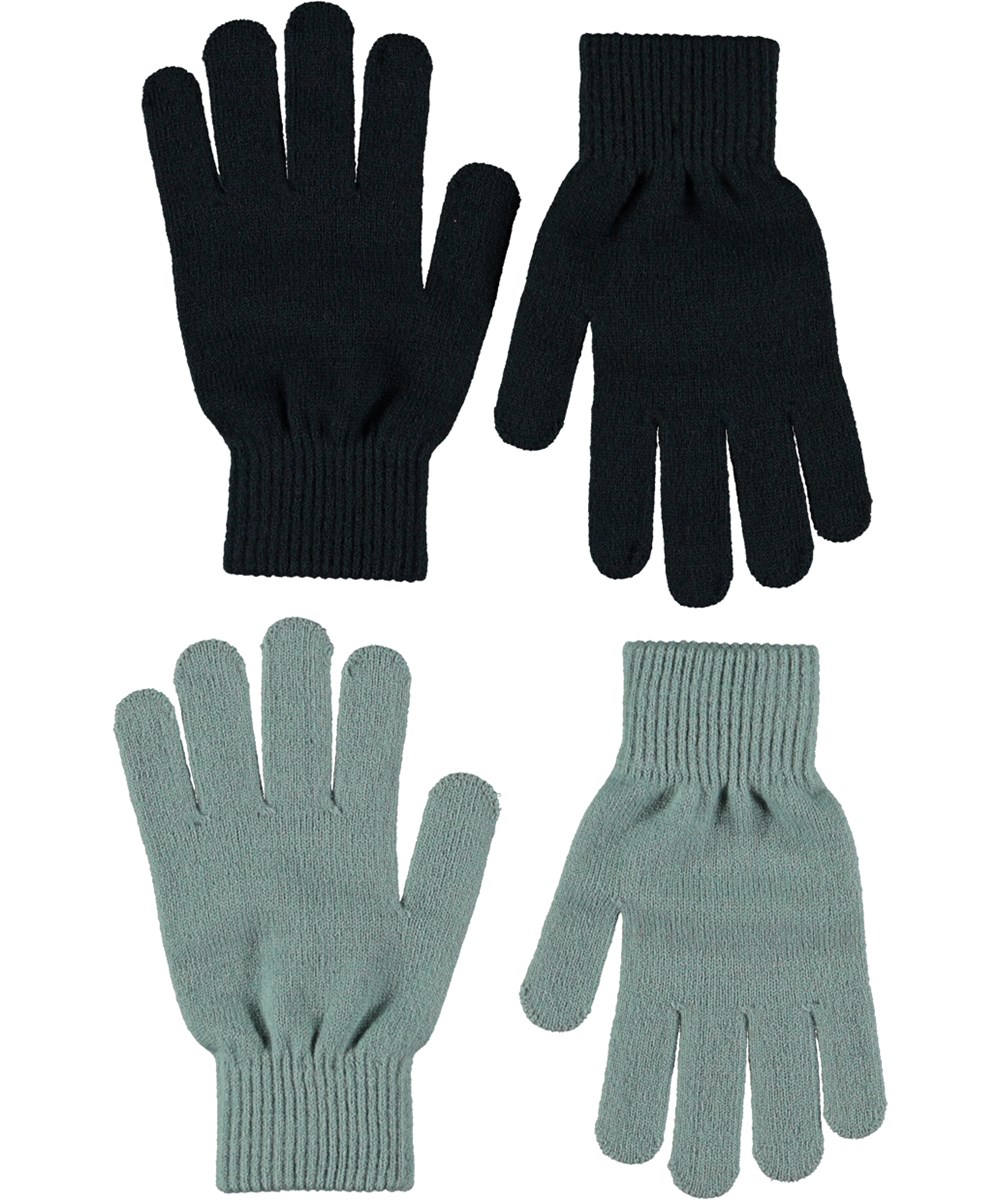 Kiddy - Night Navy - Two pairs of dark blue and light blue knit gloves