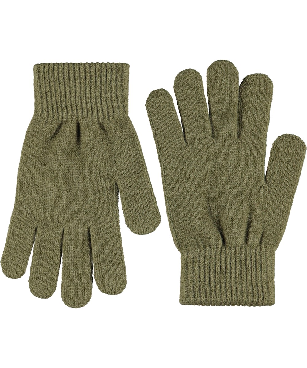 Kiddy - Bark Green - 2-pack of knitted gloves in green and blue for children.