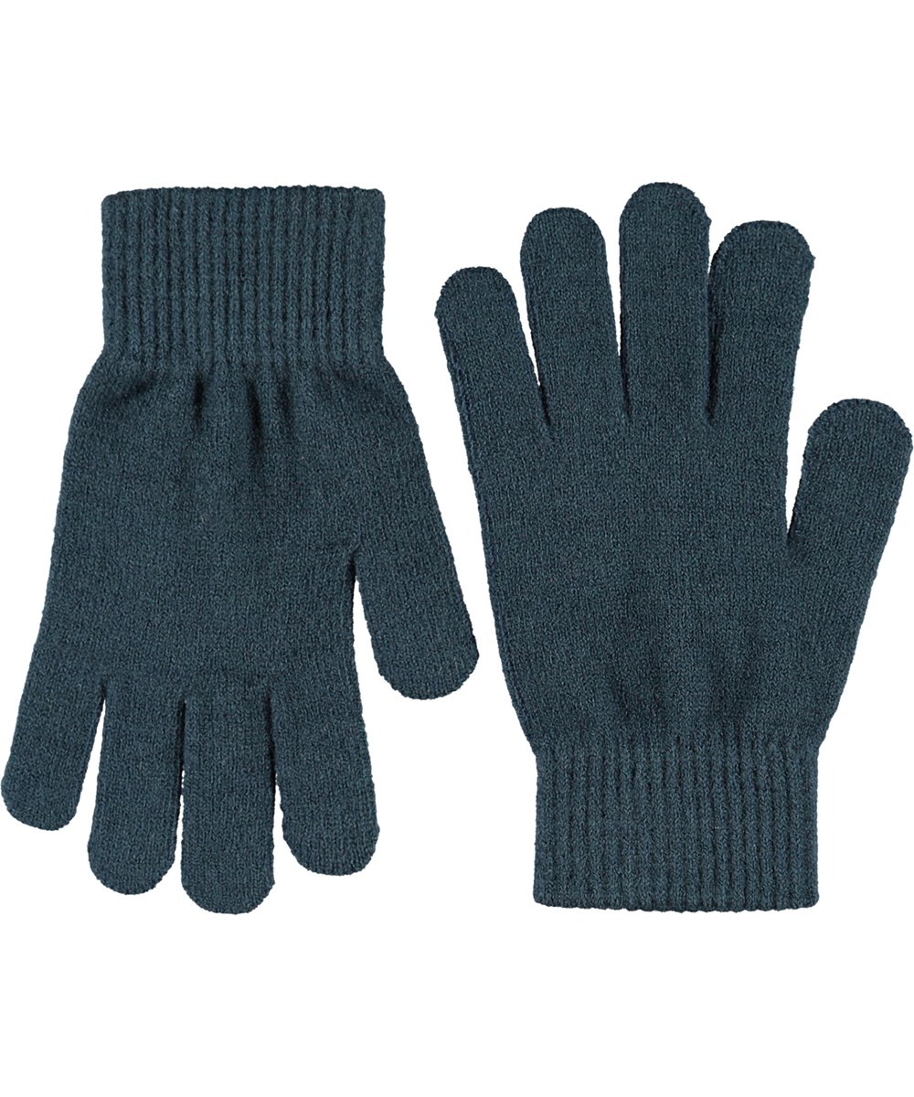 Kiddy - Bark Green - 2-pack of knitted gloves in green and blue for children.