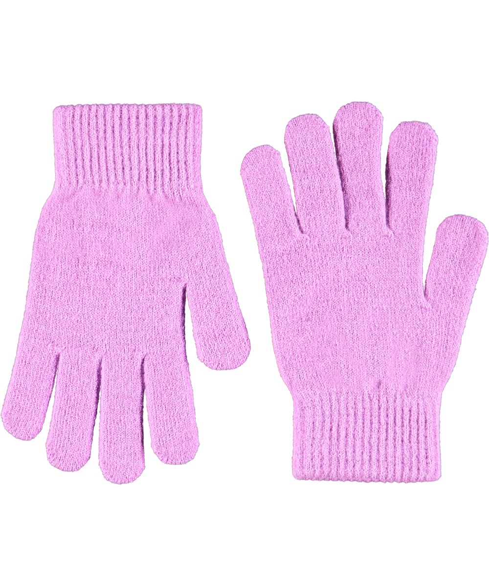 Kiddy - Purple Ray - 2-pack knitted gloves in green and pink for children.