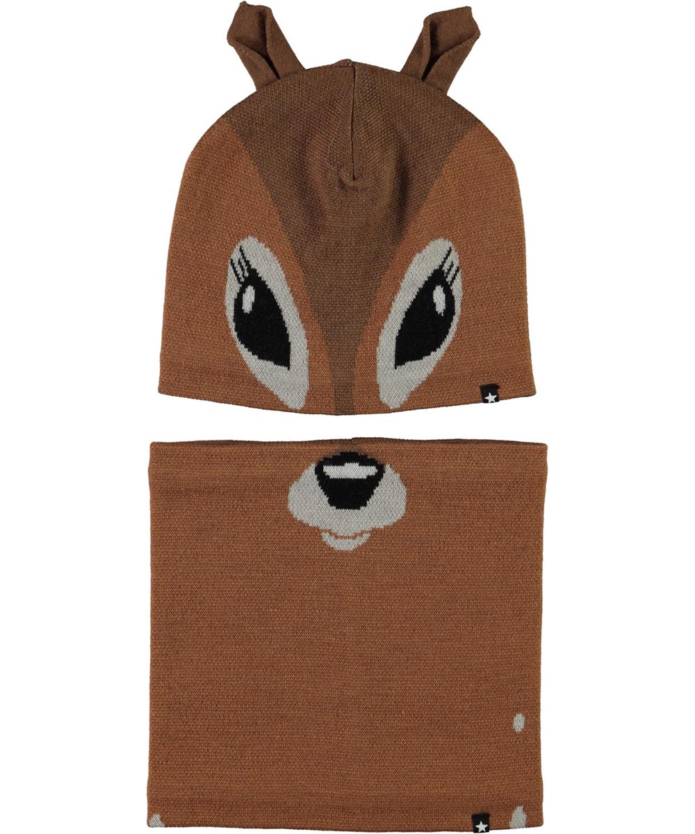 Kleo - Deer - Hat and infinity scarf with deer print