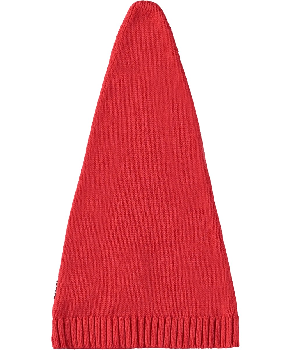 Koo - Adrenaline Rush - Red elf hat, cotton/wool, rib edge, pointed shape