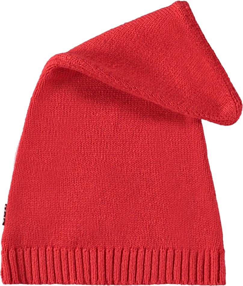 Koo - Adrenaline Rush - Red elf hat, cotton/wool, rib edge, pointed shape