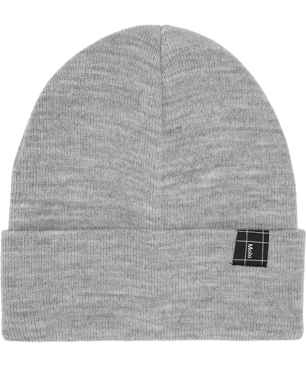 Kruz - Grey Melange - Grey marled beanie in soft fine knit for children.