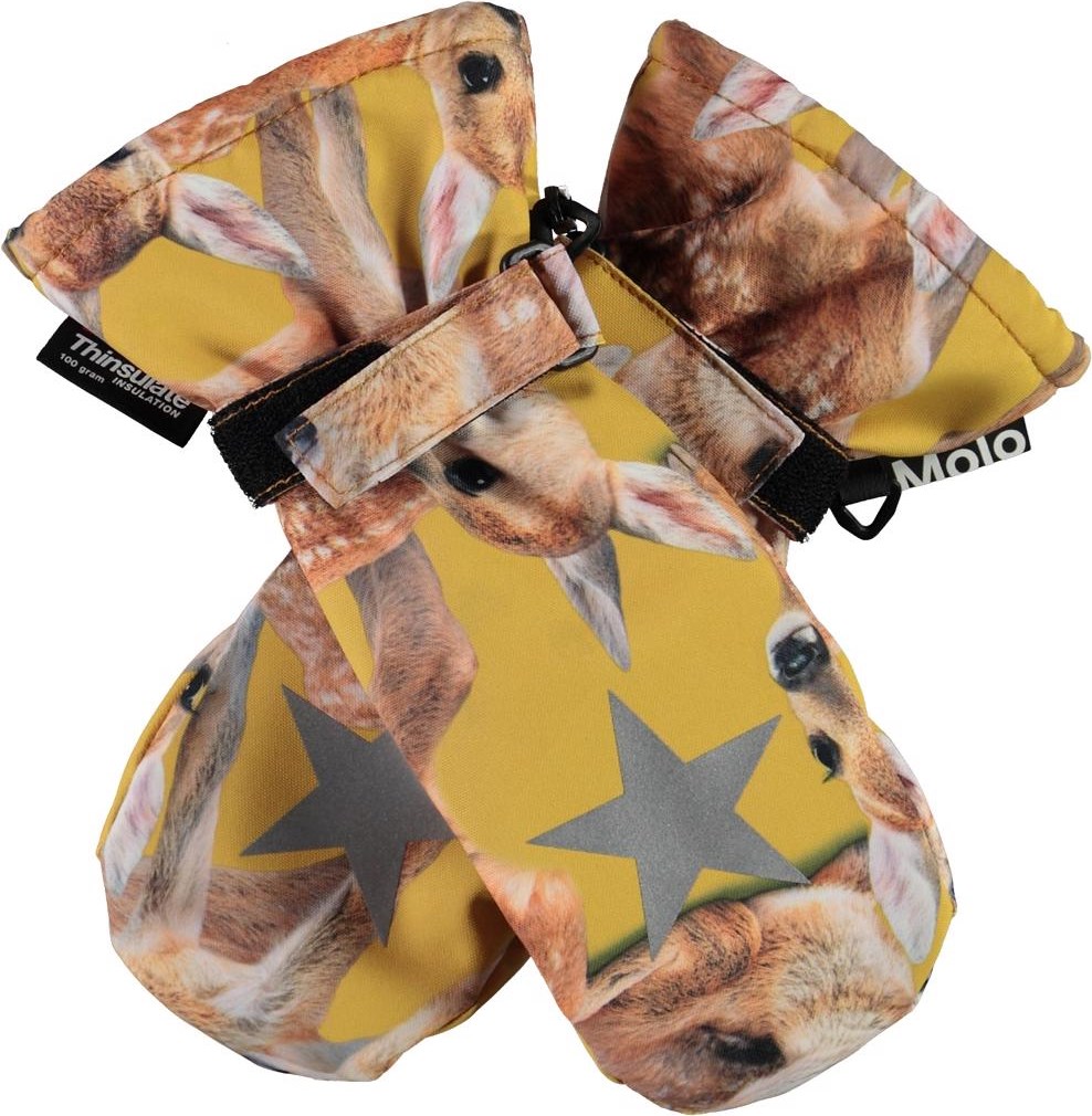 Mitzy - Fawns - Yellow winter mittens with deer