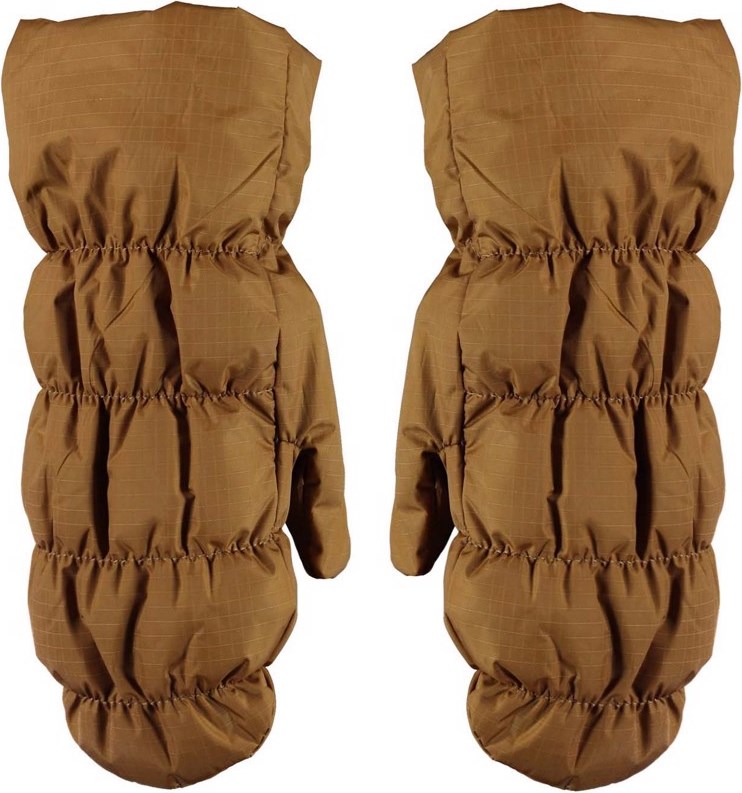Morgan - Earthy - Recycled brown, warm mittens lined in technical down 