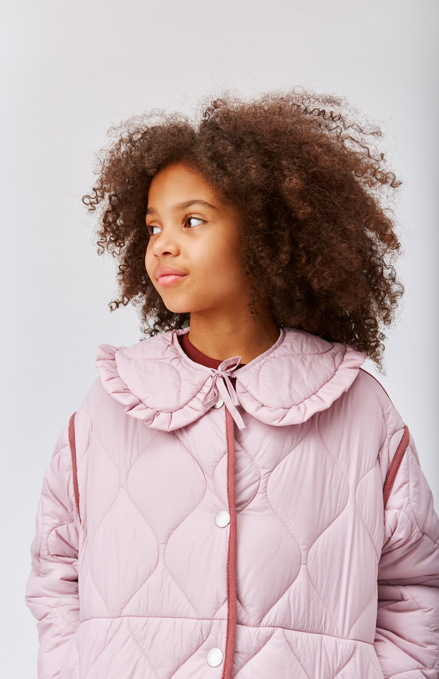 Sillie - Blue Pink - Pink quilted collar with ties - Molo