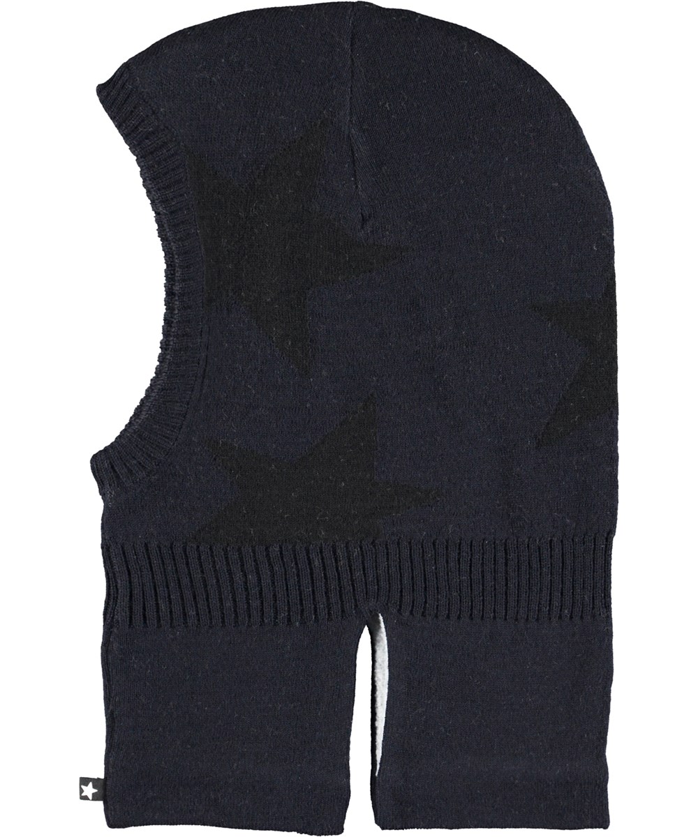 Snow - Galaxy Blue - Dark blue ski mask in wool blend with stars 