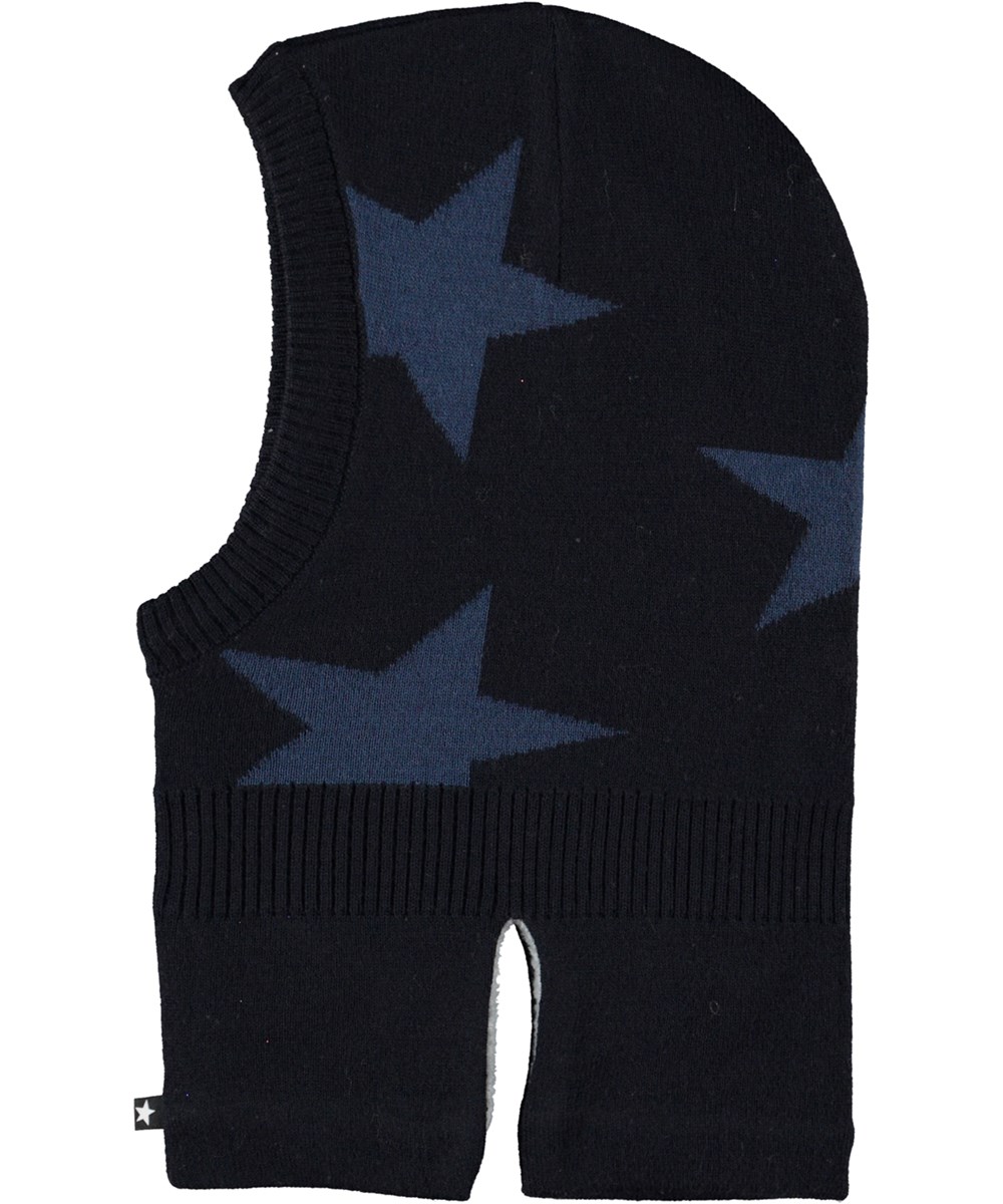 Snow - Night Navy - Blue balaclava with an intarsia star pattern