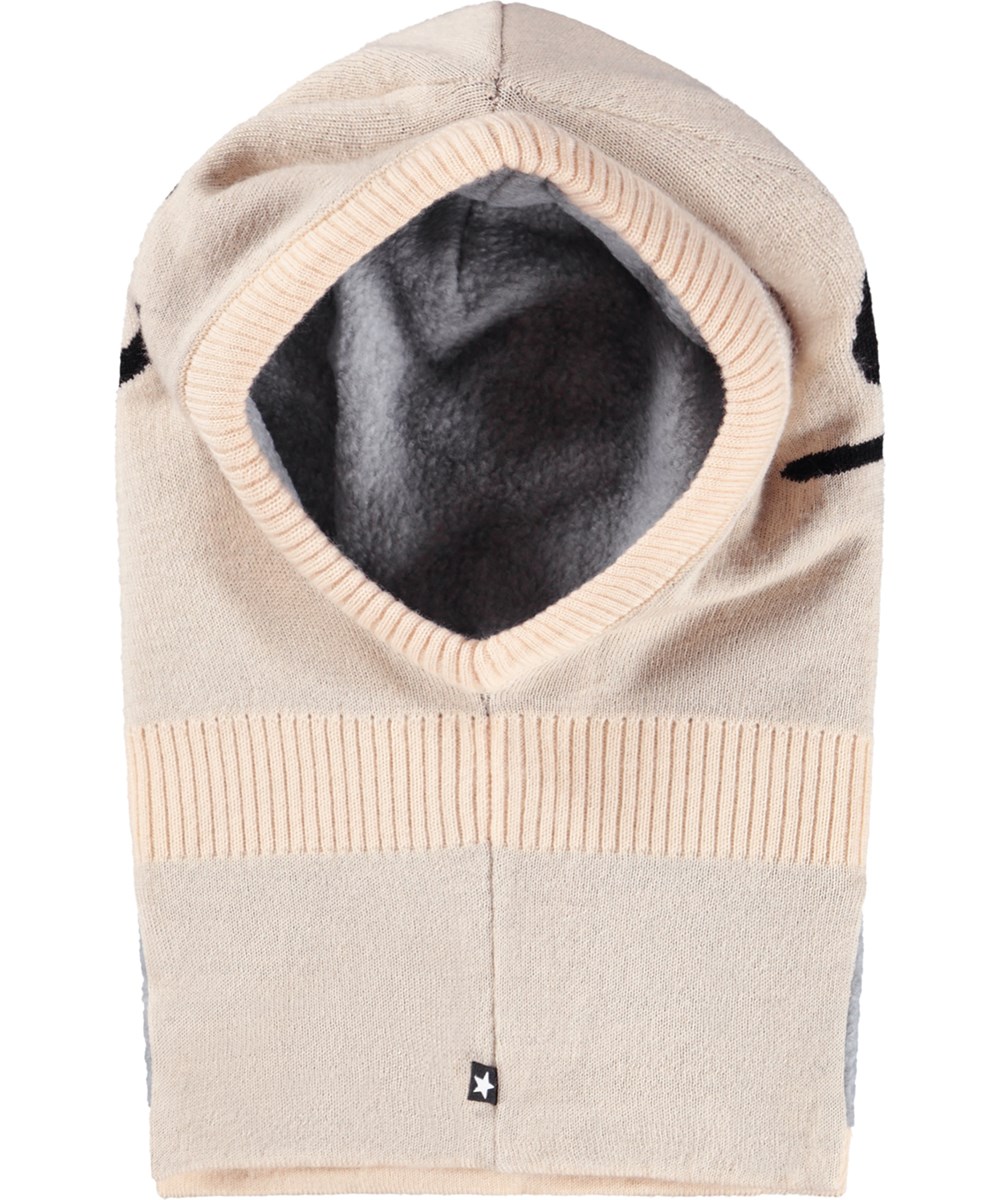 Snow - Vanilla - Cream-colored balaclava for children with black smiling faces.