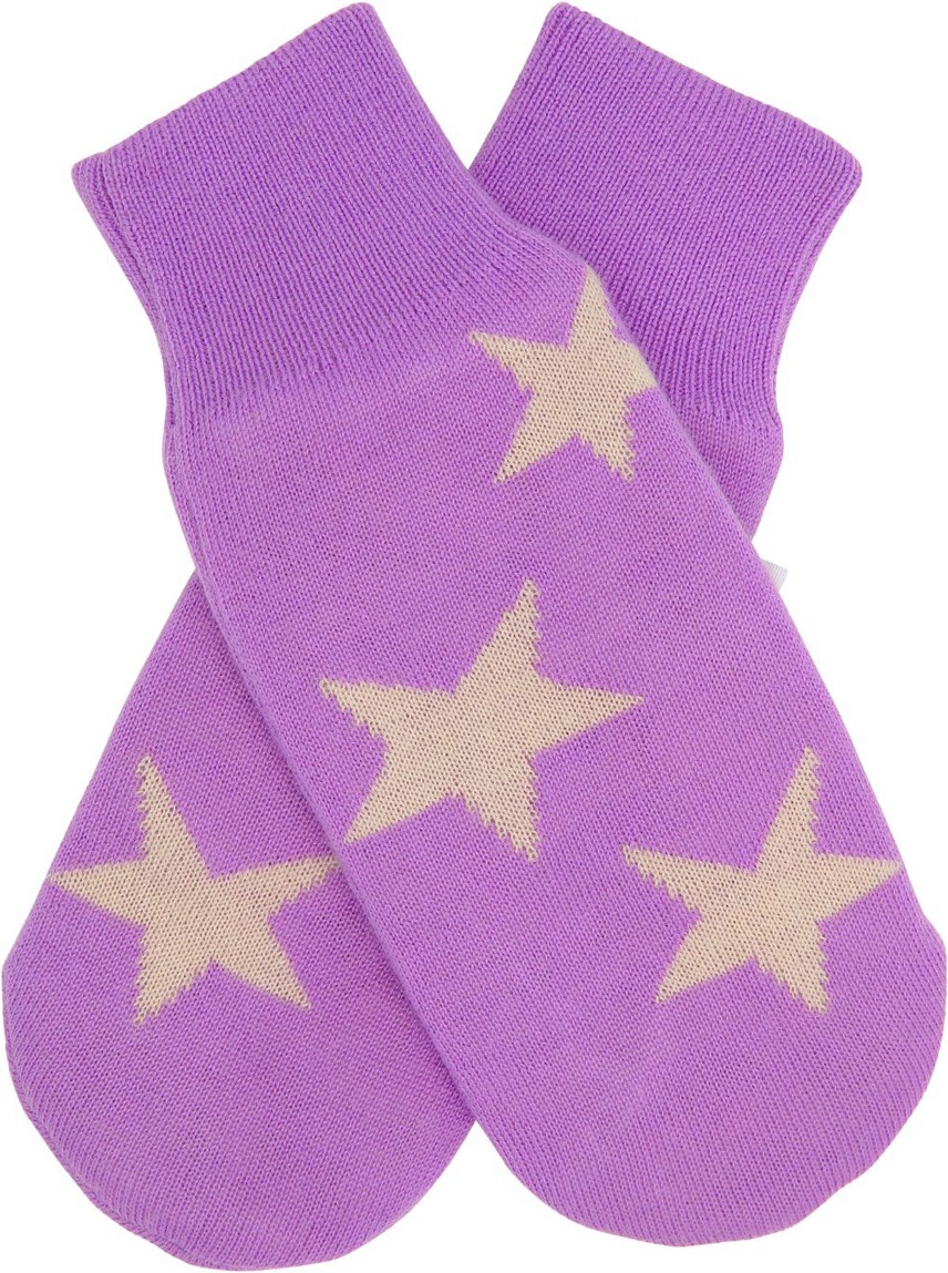 Snowfall - Viola - Purple knitted gloves with an off-white star pattern made from a soft wool blend.