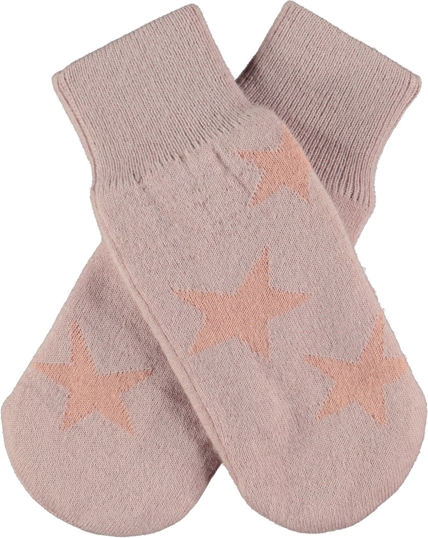 Snowfall - Berry Ice - Knit mittens in pink with stars