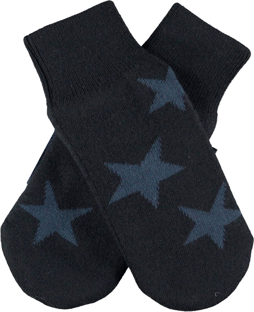 Snowfall - Night Navy - Knit mittens in blue with stars
