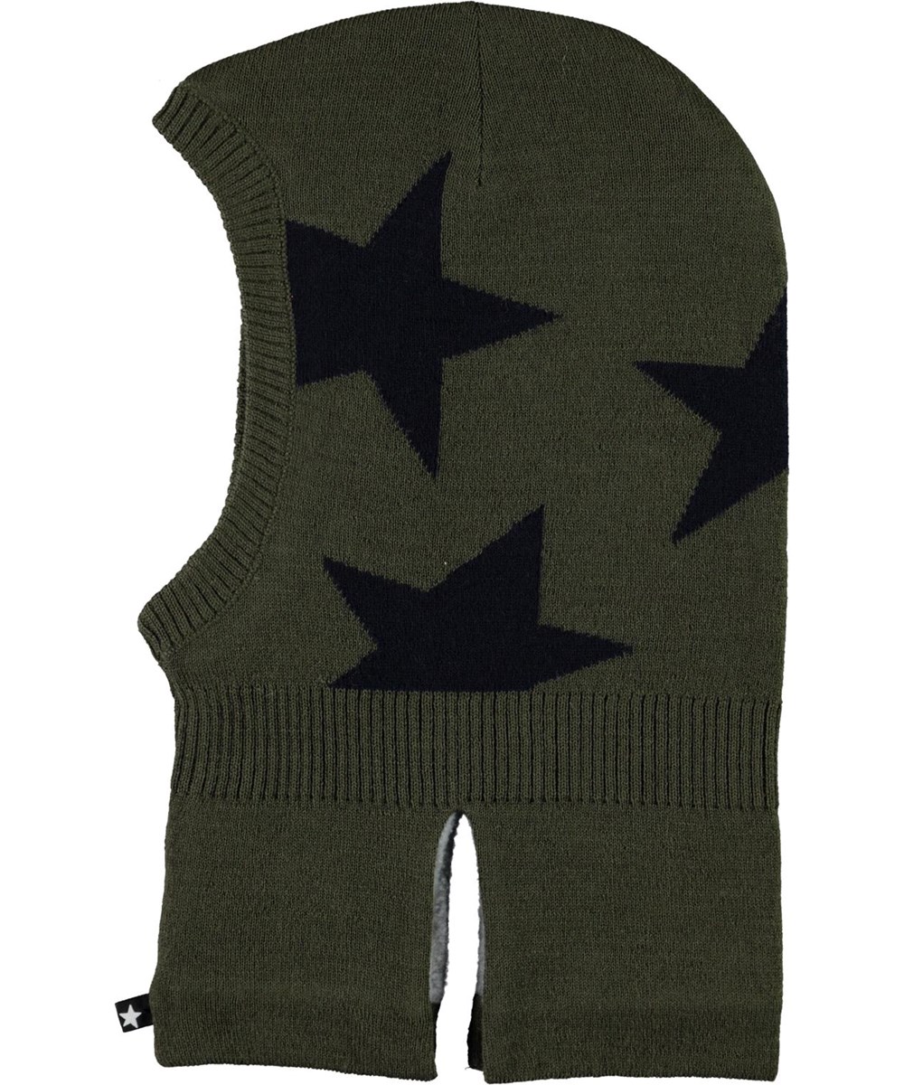 Snow - Vegetation - Green ski mask with stars 