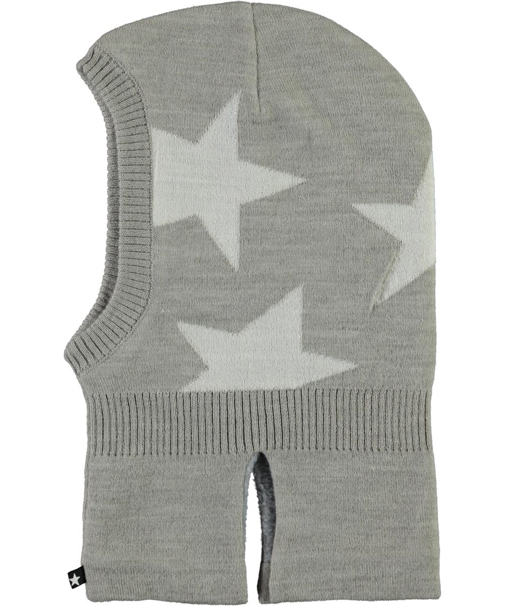 Snow - Warm Grey Melange - Grey ski mask with stars 