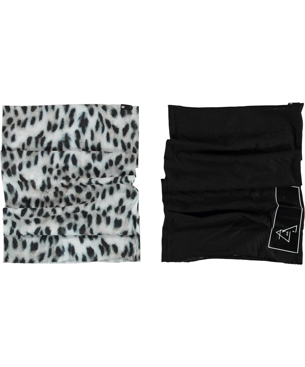 Tube - Snowy Leo Fur - 2 gaitors snow leopard print