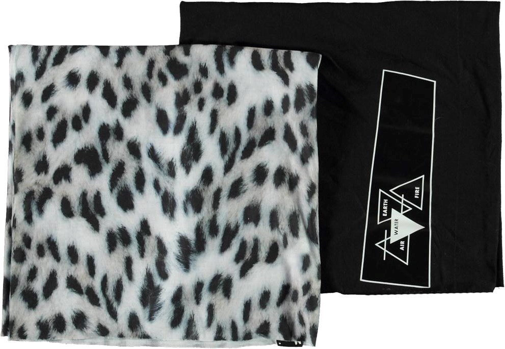 Tube - Snowy Leo Fur - 2 gaitors snow leopard print