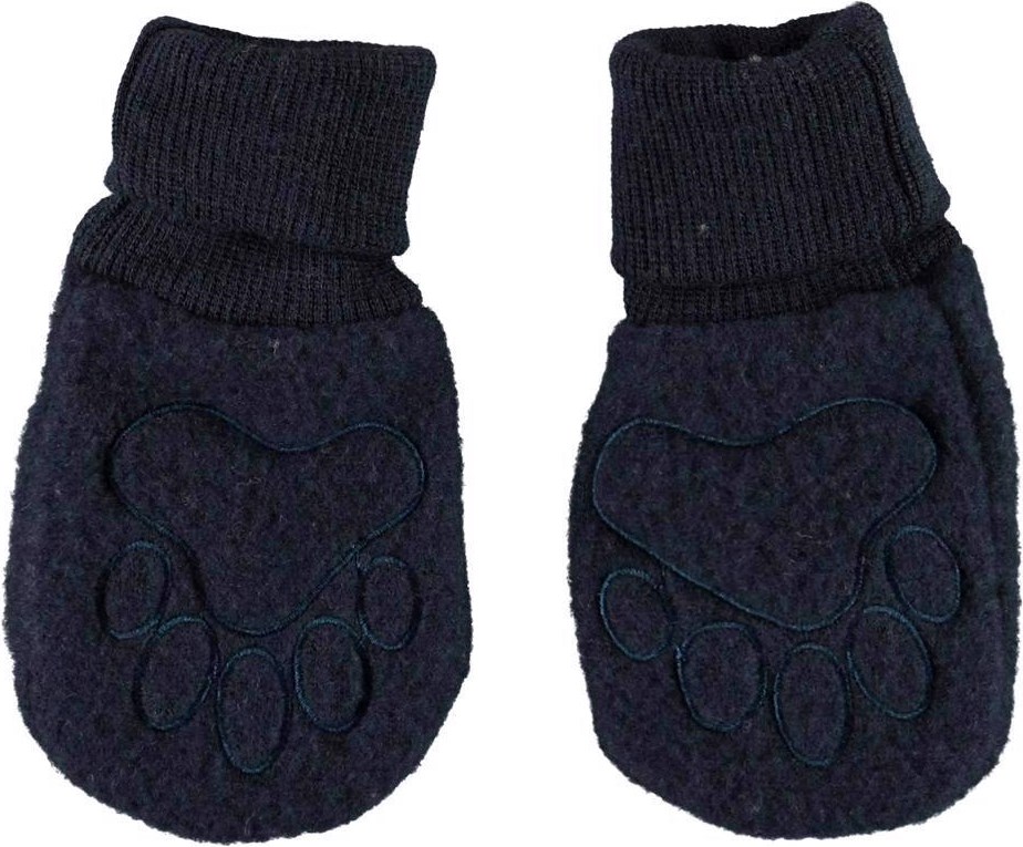 Ufo - Dark Navy - Dark blue baby mittens in wool