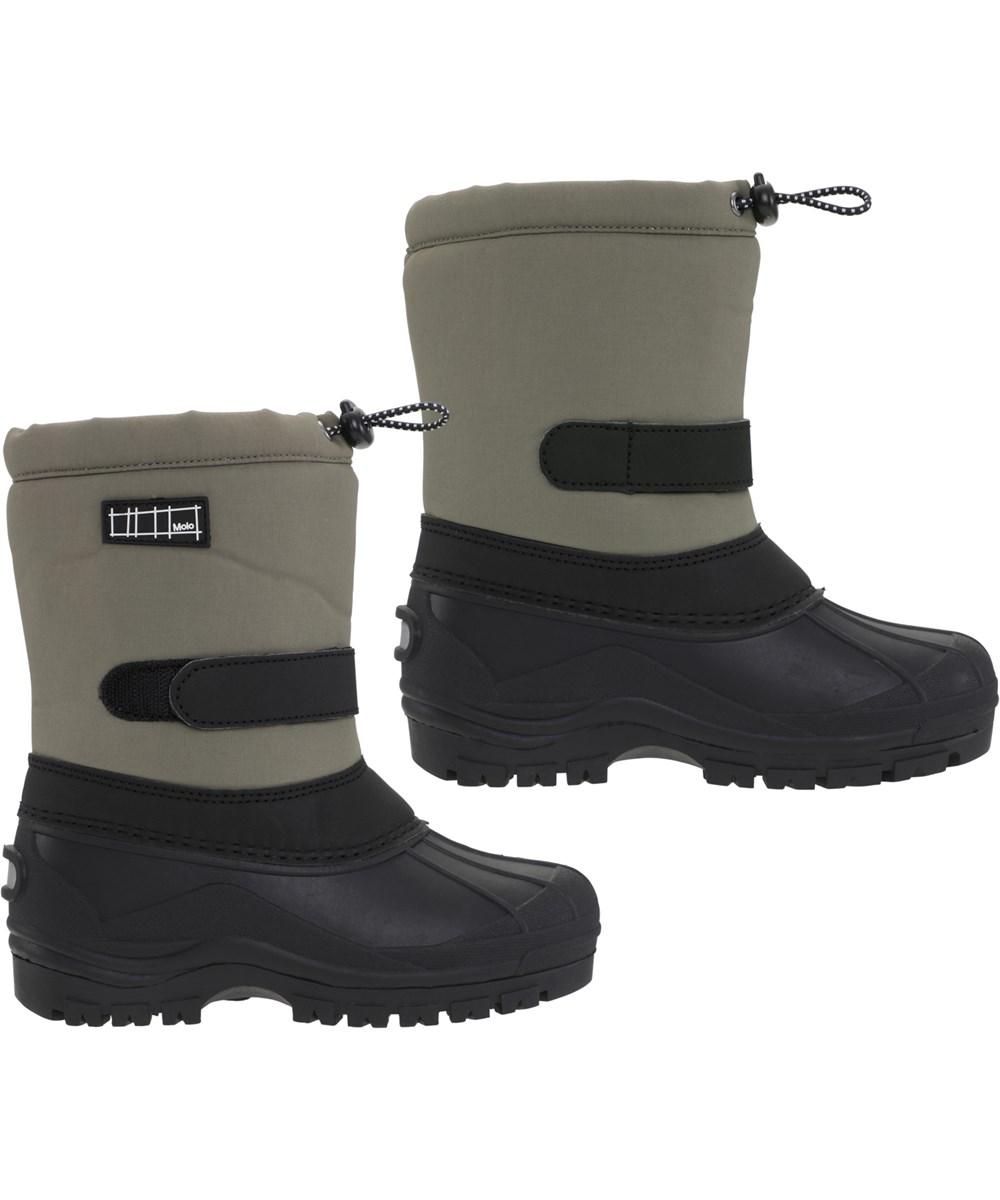 Driven - Dusty Green - Recycelte grüne Winterstiefel mit Klettverschluss